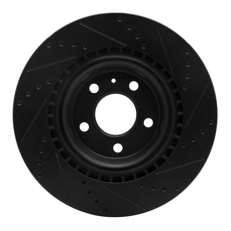 Audi A6 Allroad Brake Rotor (1) - Rear Left - R1 Concepts - Drilled & Slotted - Black - `08-`25